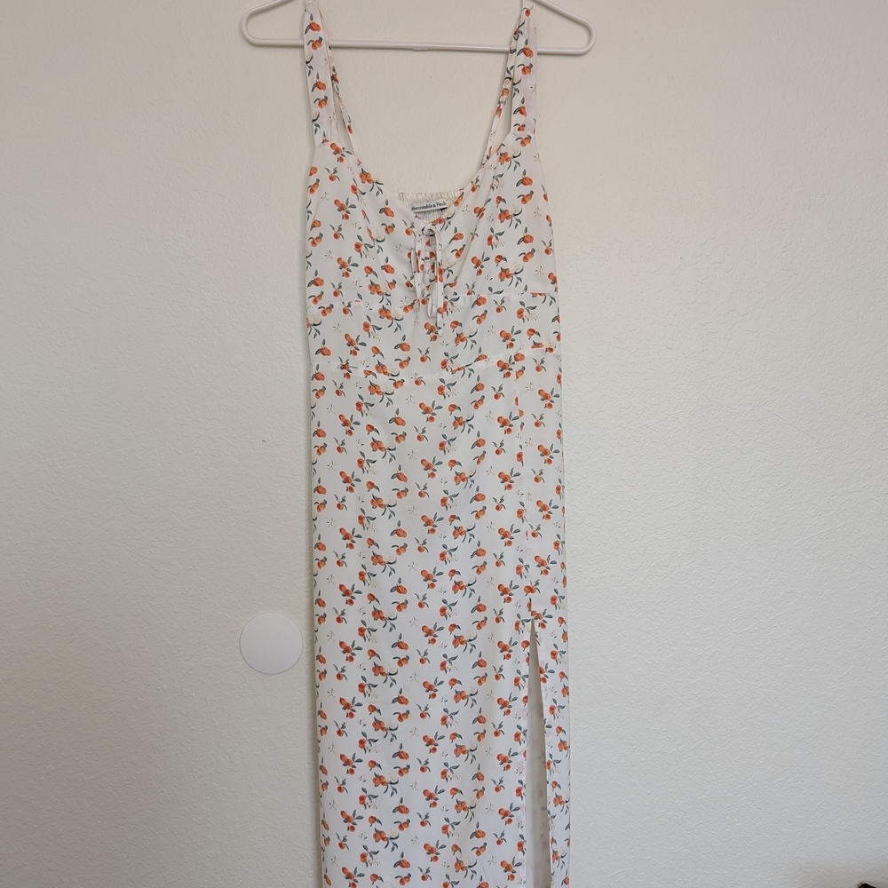 Floral White SunDresswity Peach Detail